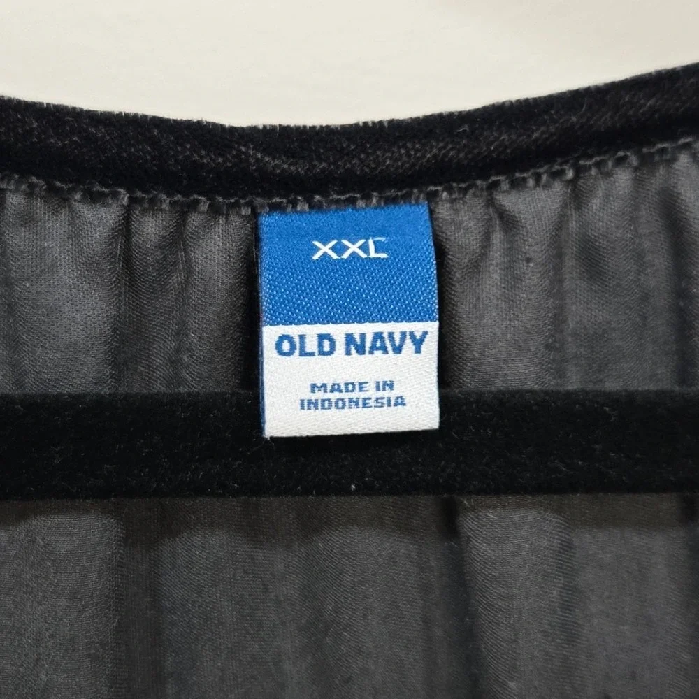 Old Navy‎ Black Velvet Peasant Top Plus Size XXL Poetcore Romantic Whimsigoth